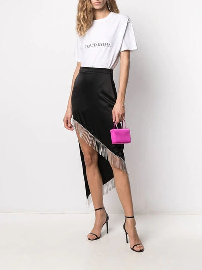 Shop David Koma Asymmetric High-waist Fringed Skirt In Black