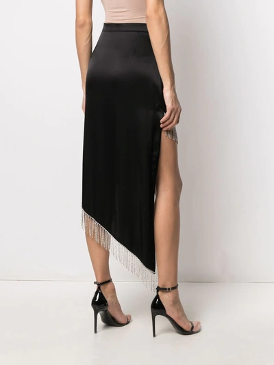 Shop David Koma Asymmetric High-waist Fringed Skirt In Black