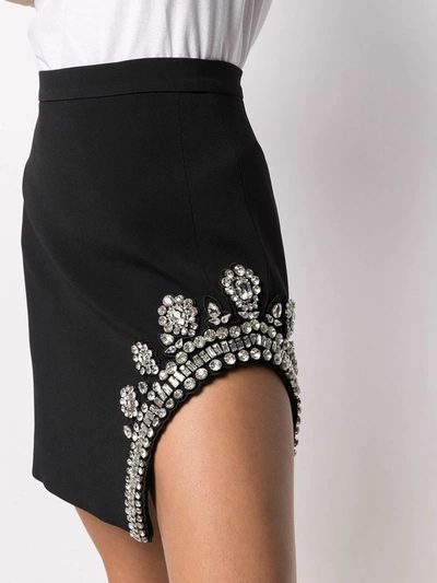 Shop David Koma Asymmetric Hem Mini Skirt In Black