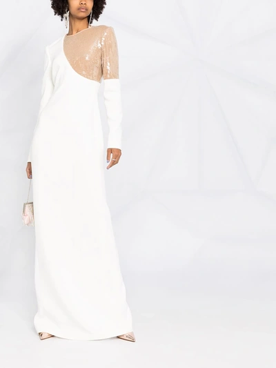 Shop David Koma Sequin Panel Dress In White