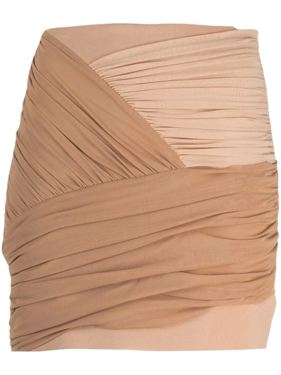 Shop David Koma Draped Wrap-design Mini Skirt In Neutrals
