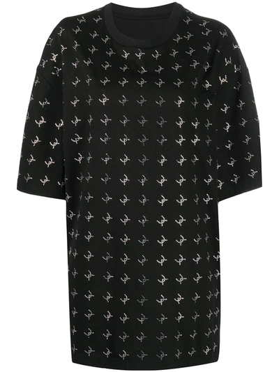 Shop David Koma Sequin Accented T-shirt In Black
