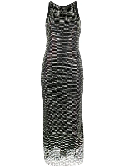 Shop David Koma Crystal Mesh Layer Dress In Black