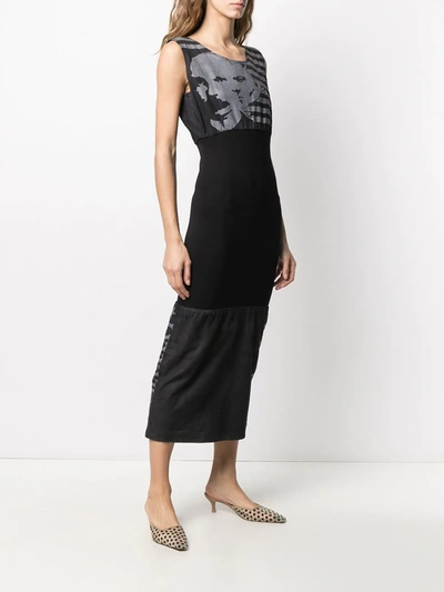 Pre-owned Jean Paul Gaultier Striped Print Midi Dress In Black