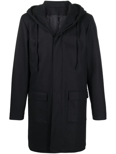 Shop Harmony Paris Hooded Single-breasted Coat In Blue