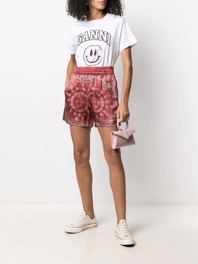 Shop Golden Goose Bandana-print Satin Shorts In Red