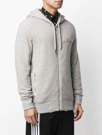 Shop Alexander Mcqueen Embroidered-logo Hoodie In Grey