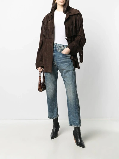 R13 High Waisted Cropped Jeans In Blue