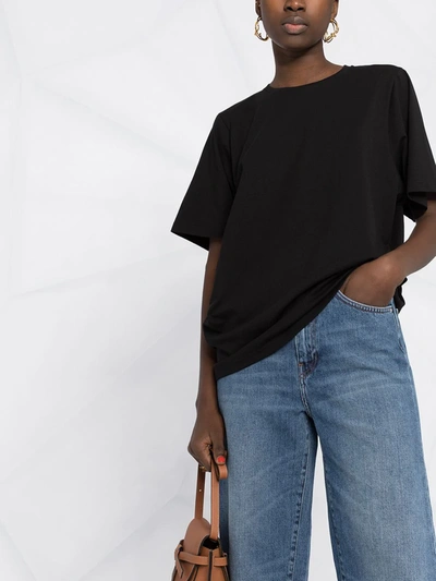Totême Toteme Women's Black Logo-embroidered Organic Cotton T-shirt In Black