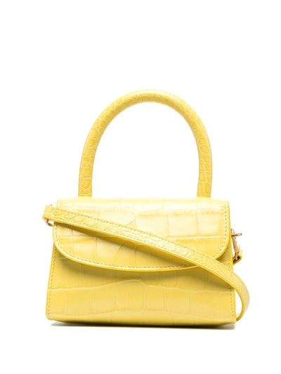 Shop By Far Mini Croco-embossed Tote In Yellow