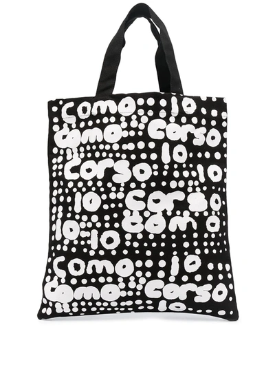 10 Corso Como Logo Polka-dot Print Tote Bag In Black