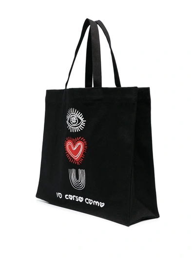 10 Corso Como I Love You Print Tote Bag In Black