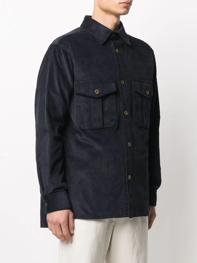 Shop Loewe Long-sleeved Corduroy Shirt In Blue