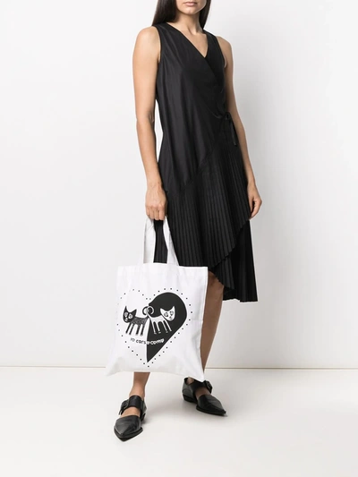 10 Corso Como Cat Heart Print Tote Bag In White