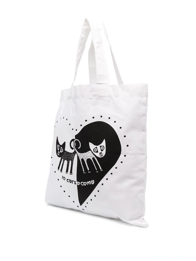 10 Corso Como Cat Heart Print Tote Bag In White