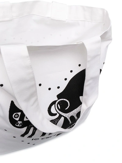 10 Corso Como Cat Heart Print Tote Bag In White