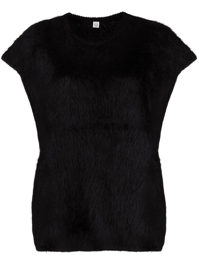 Shop Totême Cap-sleeve Textured Top In Black