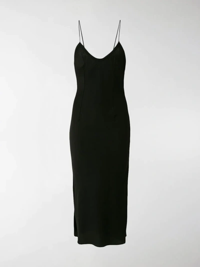 Shop Saint Laurent Midi Slip Dress In Black