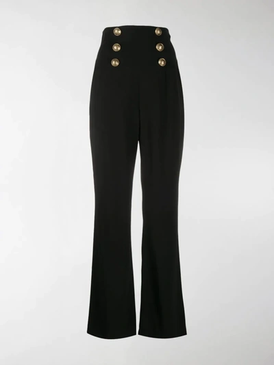 Shop Balmain High-waist Bootcut Trousers In Black