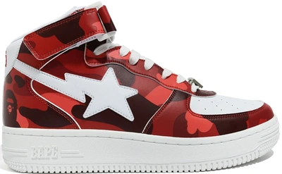 Pre-owned Bape A Bathing Ape Sta Mid Color Camo Red In Red Camo/white