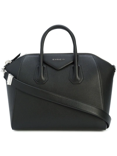 Shop Givenchy Antigona Medium Leather Handbag In Black