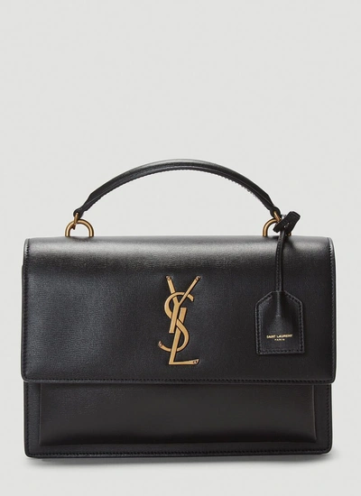 Saint Laurent Medium Sunset Monogram Leather Shoulder Bag - Black