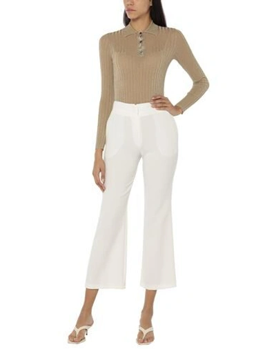 Shop Kaos Woman Pants White Size 10 Polyester, Elastane