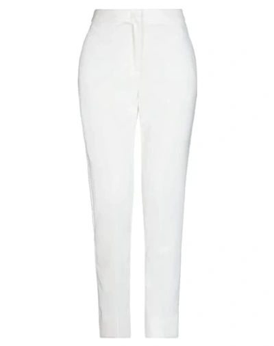 Shop Kaos Woman Pants White Size 4 Polyester, Elastane