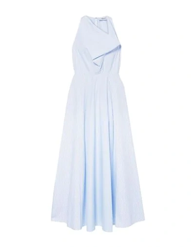 Shop Arias Woman Long Dress Sky Blue Size 2 Cotton