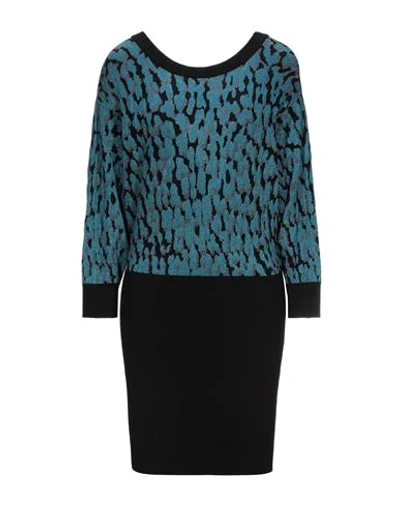 Shop Just Cavalli Woman Mini Dress Blue Size Xxl Viscose, Polyester, Polyamide, Metallic Fiber