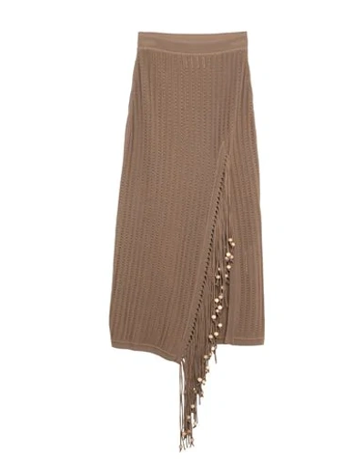 Shop Frankie Morello Midi Skirts In Camel