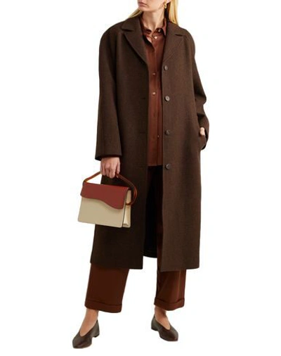 Shop Le 17 Septembre Coat In Dark Brown