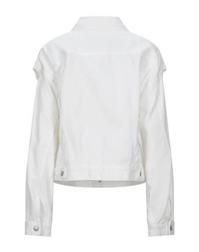 Mm6 Maison Margiela Off-white Denim Collarless Jacket In White