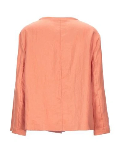 Shop Emporio Armani Woman Blazer Apricot Size 10 Linen In Orange
