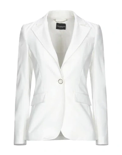 Shop Atos Lombardini Woman Blazer Ivory Size 6 Polyester, Rubber In White