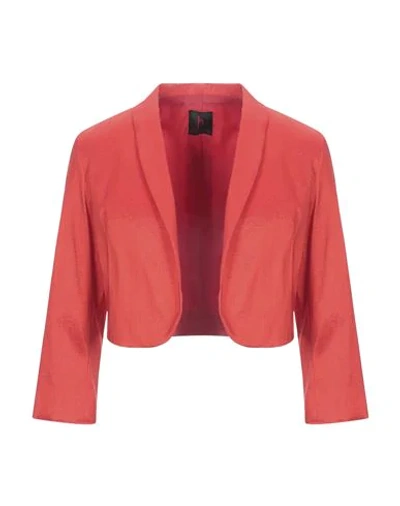 Shop Hanita Woman Blazer Red Size 8 Polyester, Nylon, Elastane