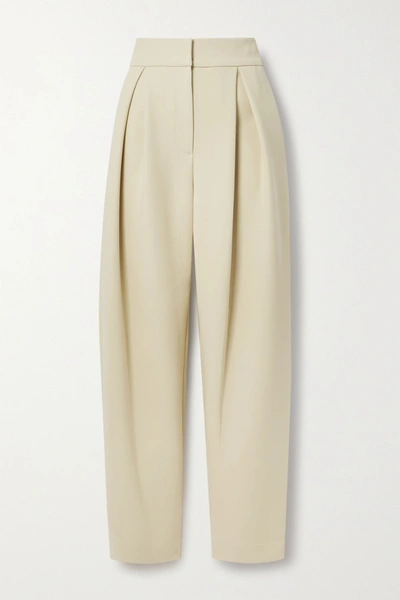 Shop Le 17 Septembre Pleated Wool Tapered Pants In Neutrals