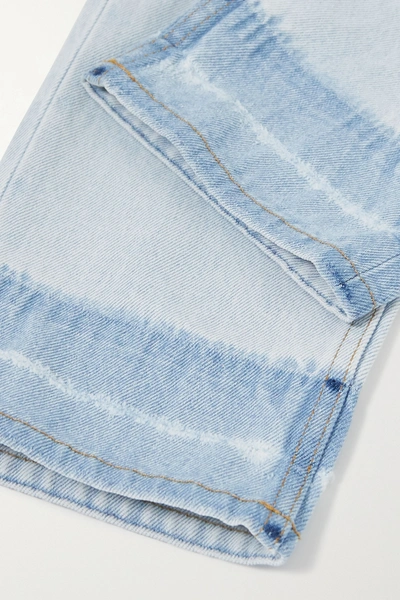 Shop Loewe Frayed High-rise Straight-leg Jeans In Light Denim