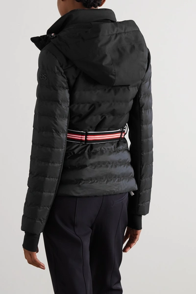 Shop Erin Snow Kat Hooded Belted Quilted Ski Jacket In Black
