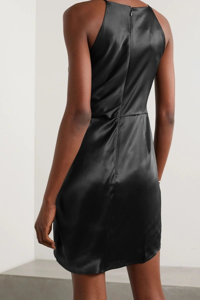 Shop Alexander Wang T Knotted Silk-charmeuse Mini Dress In Black