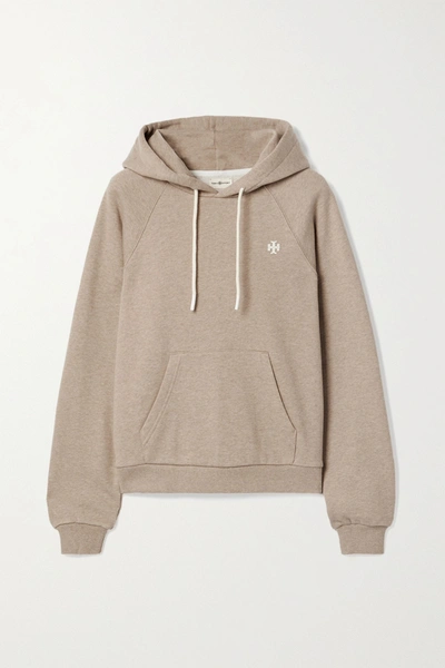 Shop Tory Sport French Cotton-terry Hoodie In Beige