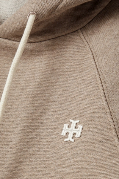 Shop Tory Sport French Cotton-terry Hoodie In Beige
