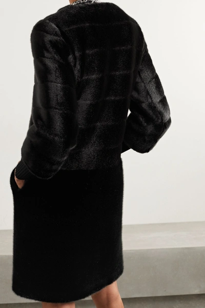 Shop Faz Not Fur Omega Two-tone Faux Fur Coat In Black