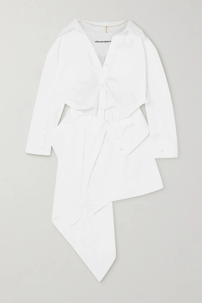 Shop Alexander Wang Asymmetric Cotton-poplin Shirt Dress In White