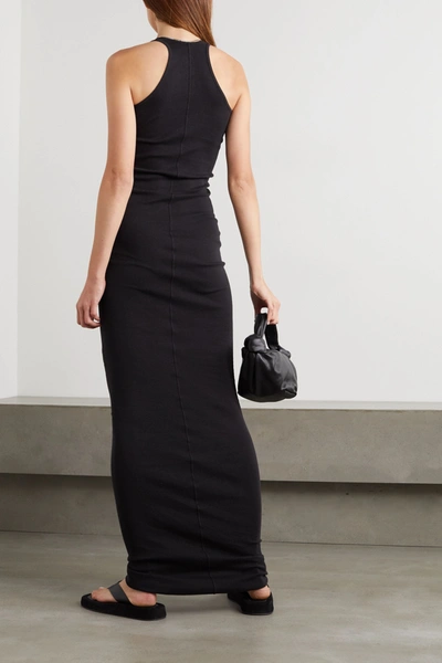 Shop Rick Owens Ribbed Cotton-jersey Maxi Dress In Black
