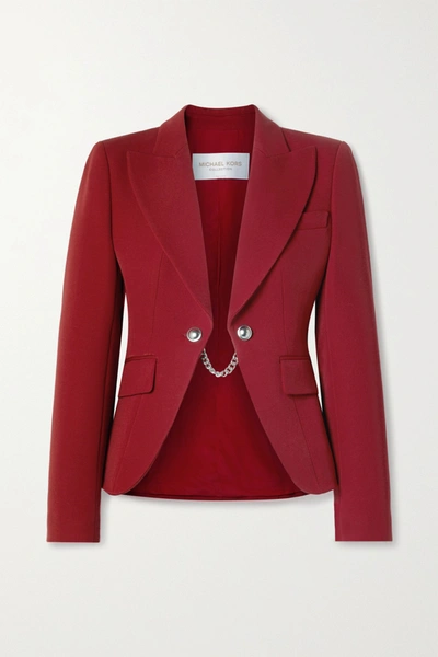 Shop Michael Kors Chain-embellished Wool-twill Blazer In Red
