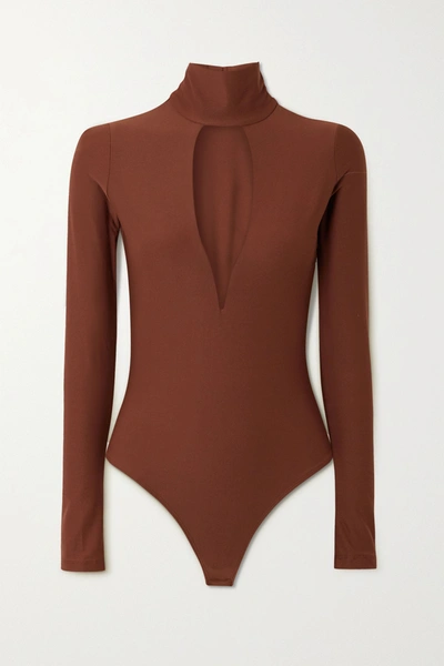 Shop Alix Nyc Hewlett Cutout Stretch-jersey Bodysuit In Brown