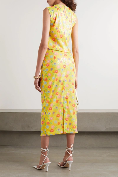 Shop Bernadette Roxanne Sequined Tulle Midi Skirt In Yellow