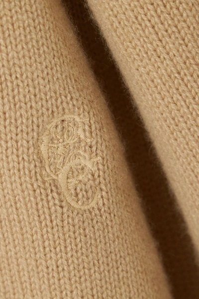 Shop Chloé Embroidered Cashmere Turtleneck Sweater In Brown