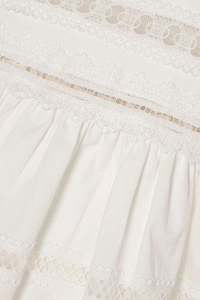 Shop Waimari Maya Shirred Crocheted Lace-trimmed Cotton-blend Dress In White